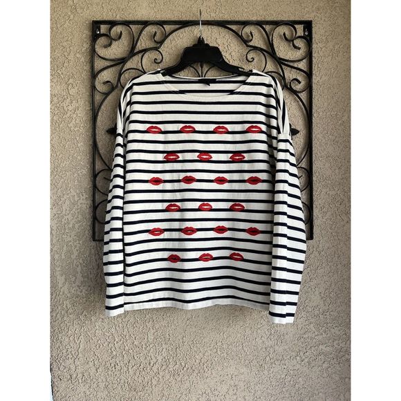 J. Crew striped/embroidered kiss blouse - size M - multicolored - Picture 2 of 8
